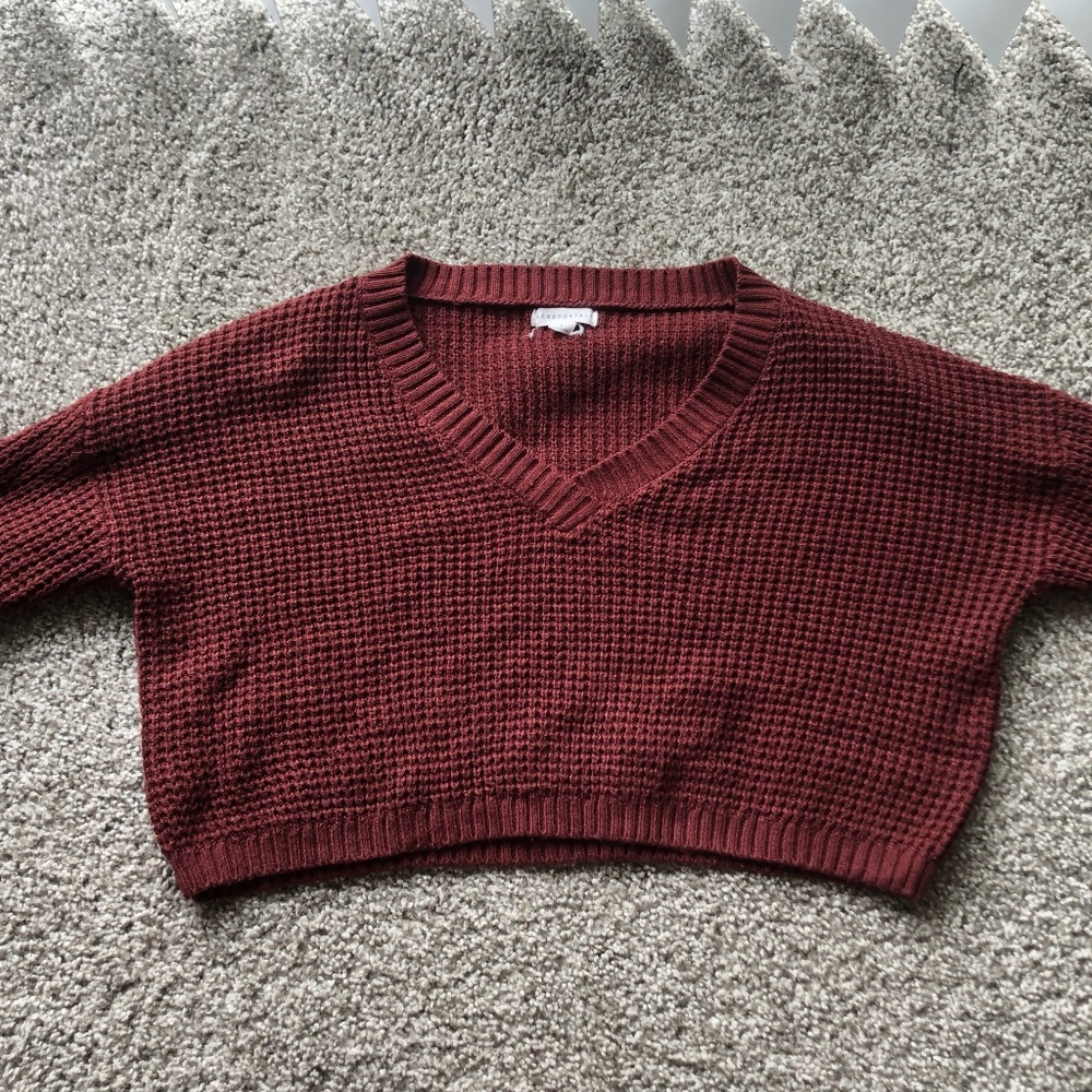Aéropostale Sparkly  Cropped Burgundy Sweater